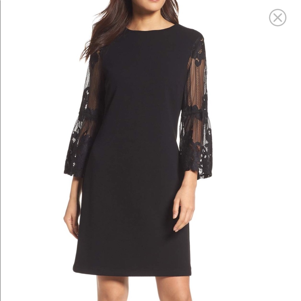 Black dress, lace sleeves